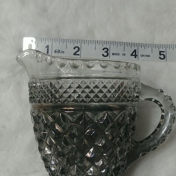 Vintage ANCHOR HOCKING WEXFORD GLASS Smoke Pressed Glass Diamond Pattern creamer - Picture 6 of 8